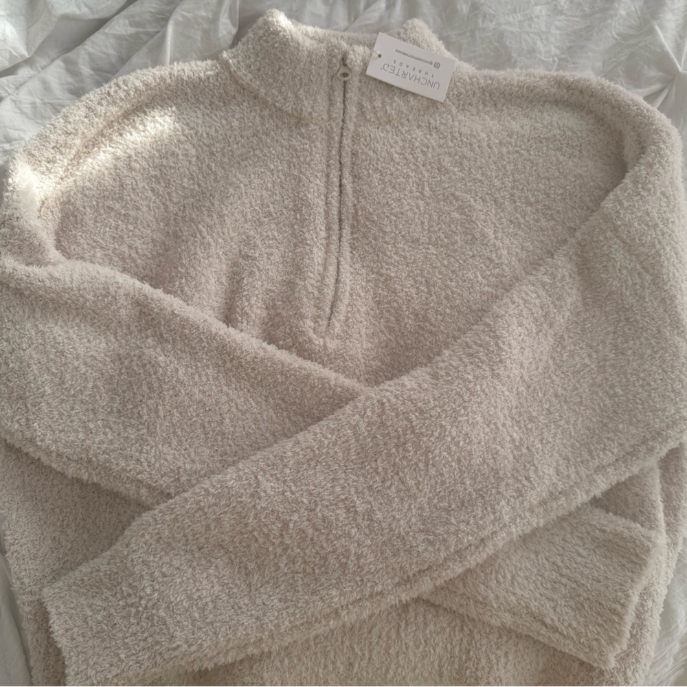 COZY CREAM QUARTER ZIP CROPPED JACKET
